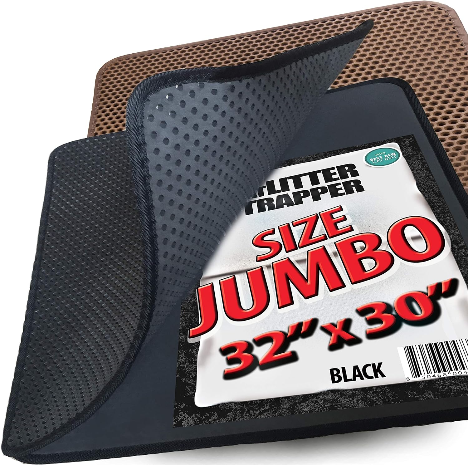 JUMBO SIZE Size Cat Litter Trapper by iPrimio - EZ Clean (Black) - 32 inches by 30 inches Exclusive Water Proof Layer and Puppy Pad Option. Patent Pending. (Sticker Label Peels Off)