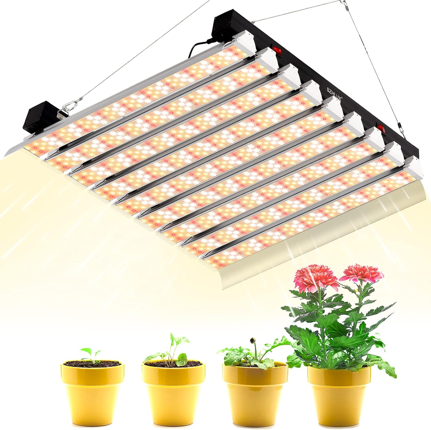 SZHLUX 4000W LED Grow Light 44ft Coverage Dual Switch Full Spectrum for Indoor Plants, Sunlight Plant Light 864 LEDs Lamp for Hydroponic Seedling Veg and Bloom Greenhouse Growing Light Fixtures