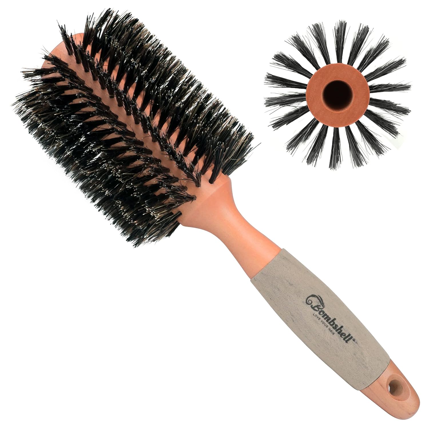 Bombshell Birch Wood Round Brush  Sustainable Boar Bristle Round Brush with Natural Birch Wood Handle, Round Hair Brush for Styling, Blow Out, and Curling