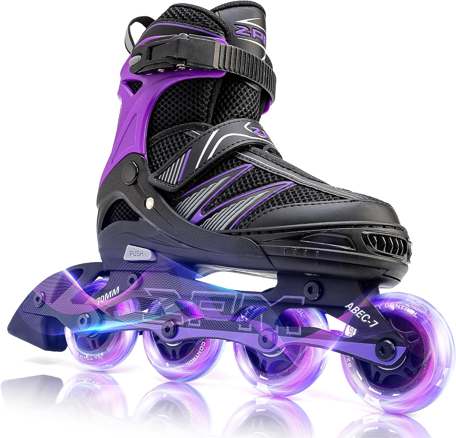 2PM SPORTS Girls Adjustable Inline Skates, Fun Roller for Kids, Beginner Fun Illuminating Skates for Boys, Men and Ladies