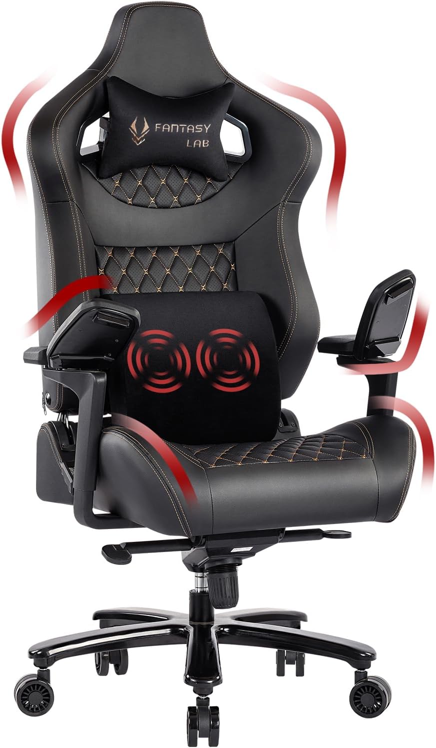 Fantasylab+Big+and+Tall+Gaming+Chair+Gaming+Chair+450lbs+with+6D+Flip-up+Armrests%2c+Massage+Waist+Pillow%2c+Headrest+Gaming+Chair+for+Heavy+People+with+Metal+Base+Adjustable+Computer+Chair