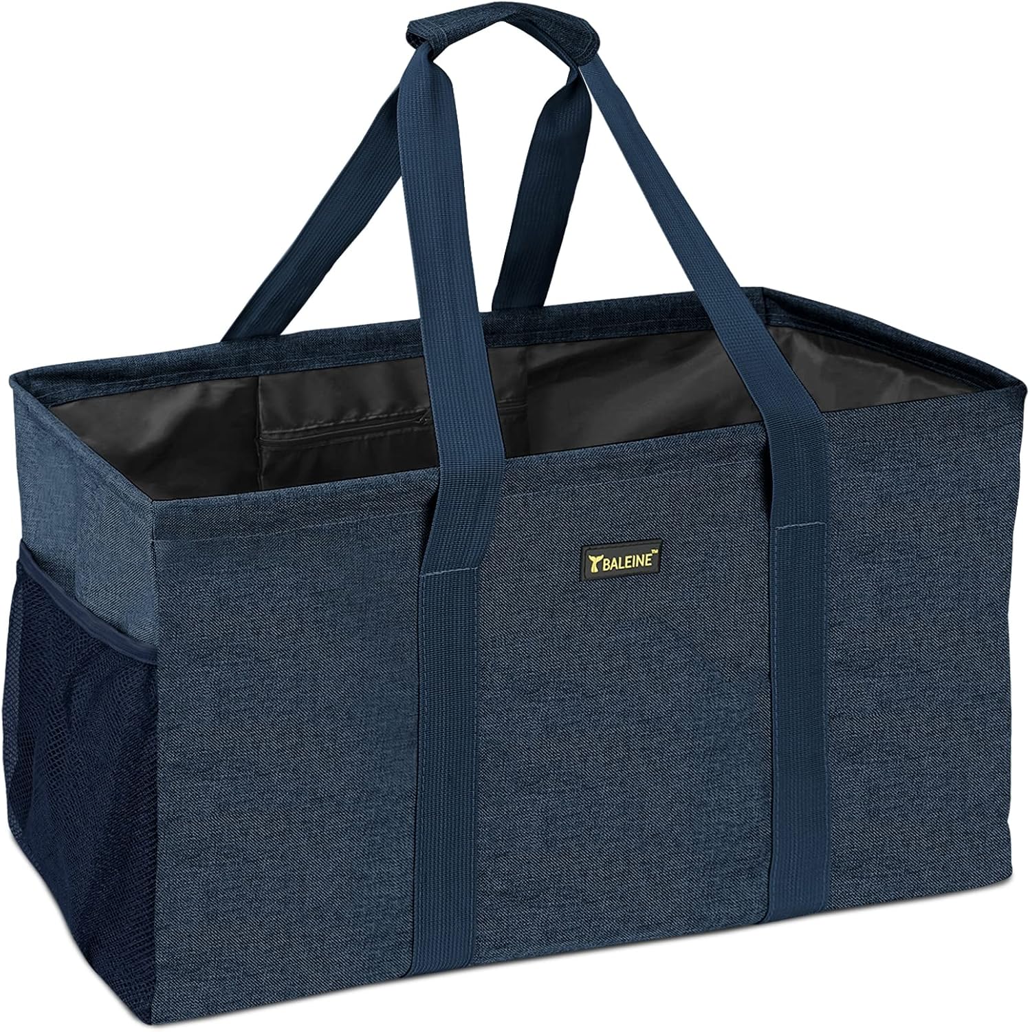 BALEINE Extra Large Utility Tote Bag with Wire Frame for Storage (Blue, 22''x12''x10'')