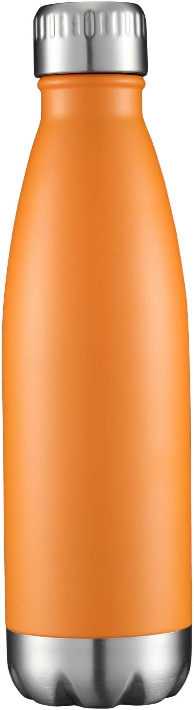 HASLE OUTFITTERS 17oz Stainless Steel Water Bottles, Vacuum Insulated Water Bottles Double Walled Powder Coated Reusable Metal Sports Water Bottles Keep Drinks Hot and Cold, Orange, 1Pack