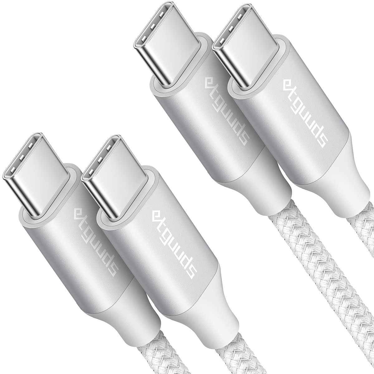 etguuds White USB C to USB C Cable 3ft, 2-Pack, 60W USBC to USBC Cord, Type C to C Charger Cable Fast Charging for Samsung Galaxy S24 S23 S22, for iPhone 15 Pro Max/Plus, for MacBook/iPad, Pixel