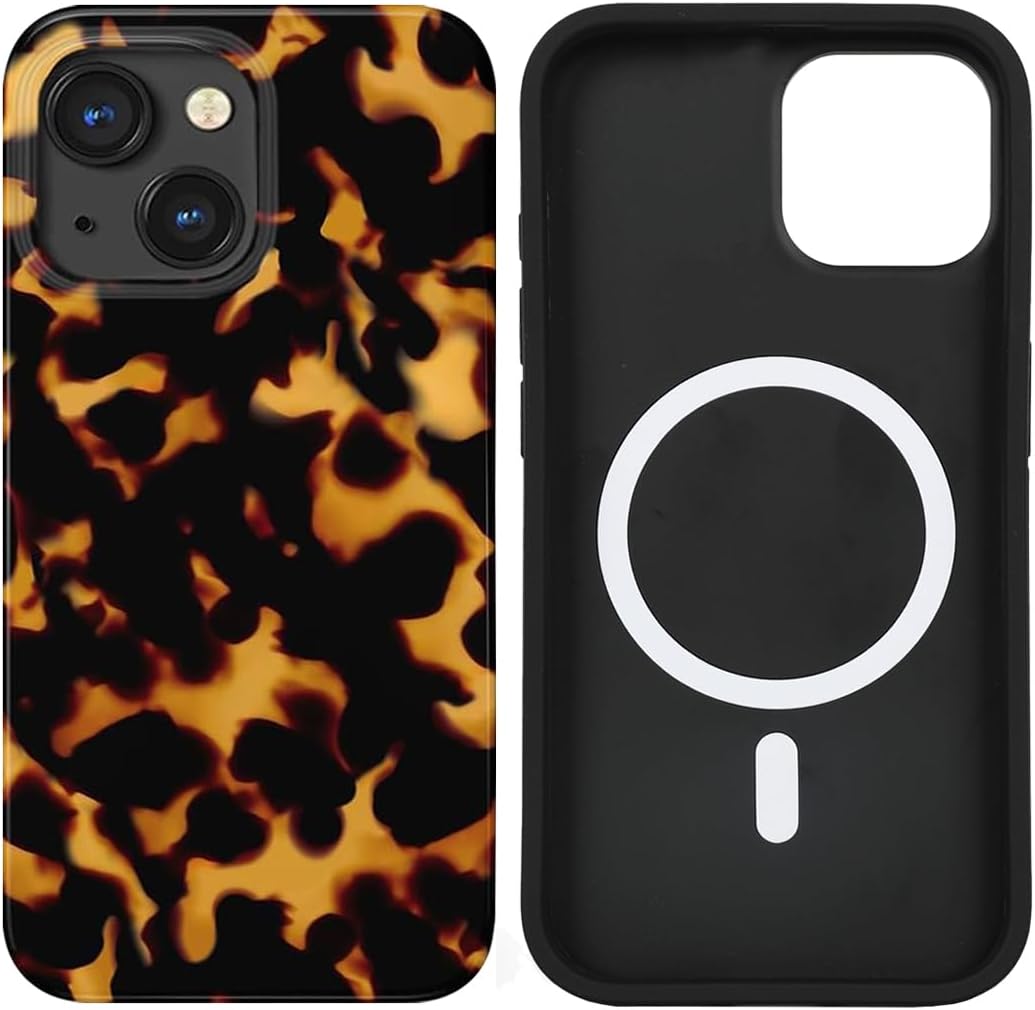 uCOLOR Compatible with iPhone 15/14/ 13 Case [8 ft Drop Tested] Compatible with MagSafe - Protective Luxury Designer Mag Series Cases (Tortoise Shell, iPhone 15/14/ 13 6.1)