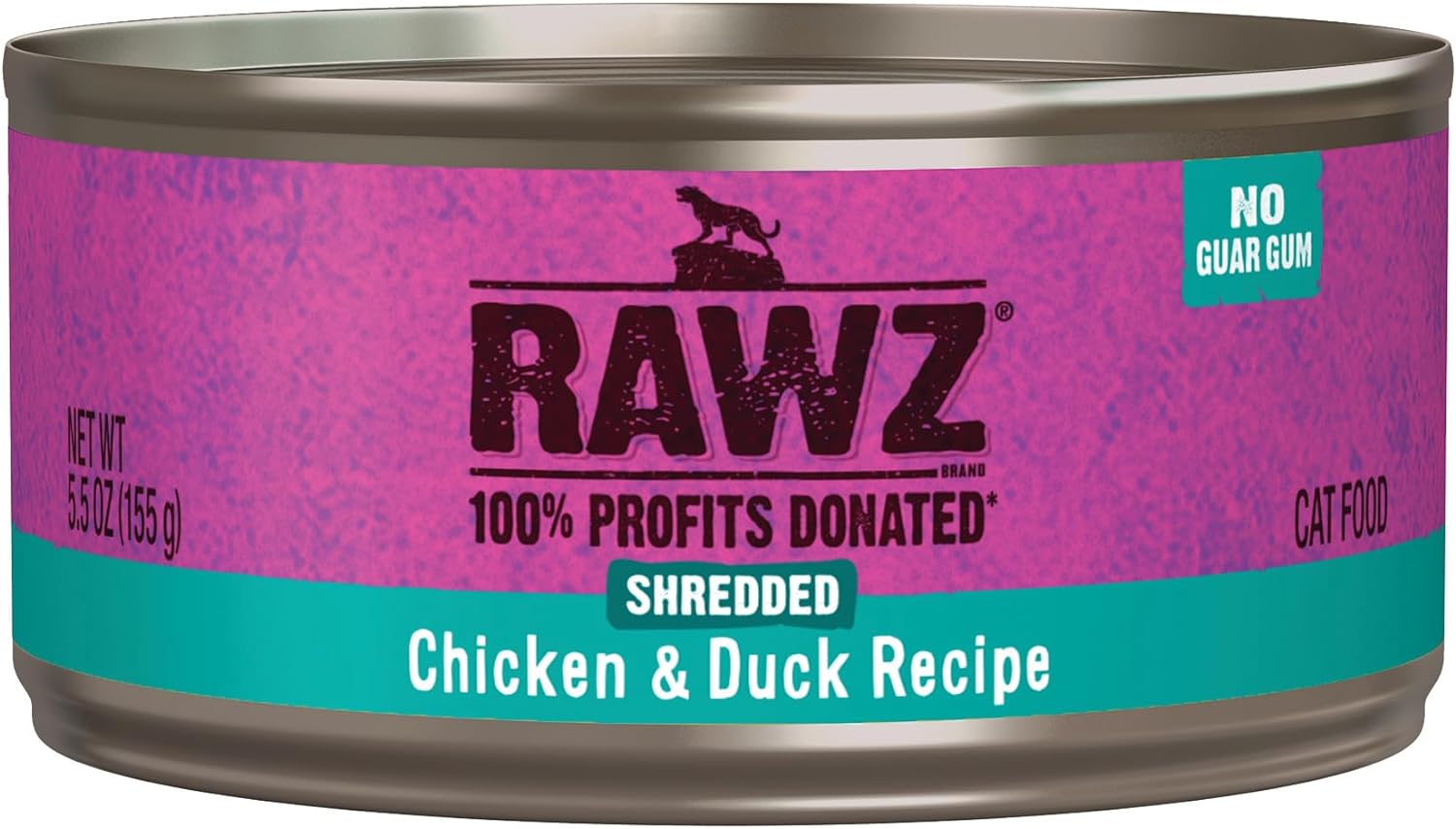 Rawz Natural Premium Shredded Canned Cat Wet Food - Made with Real Meat Ingredients No BPA or Gums - 5.5oz Cans 24 Count (Chicken & Duck)