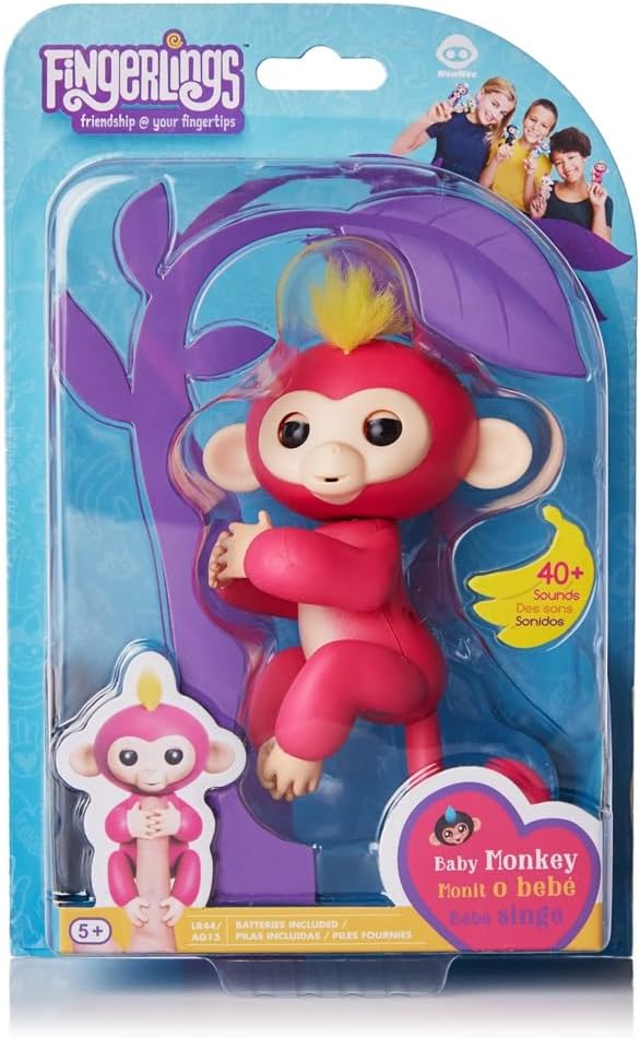 WowWee Fingerlings - Interactive Baby Monkey - Bella (Pink with Yellow Hair) By WowWee