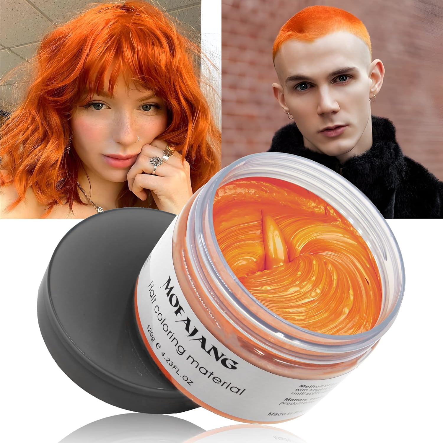 Orange Temporary Hair Dye Wax Natural Instant Hair Color Wax Pomades 4.23 oz,Hair Styling Clay for Party, Cosplay, Halloween,Christmas