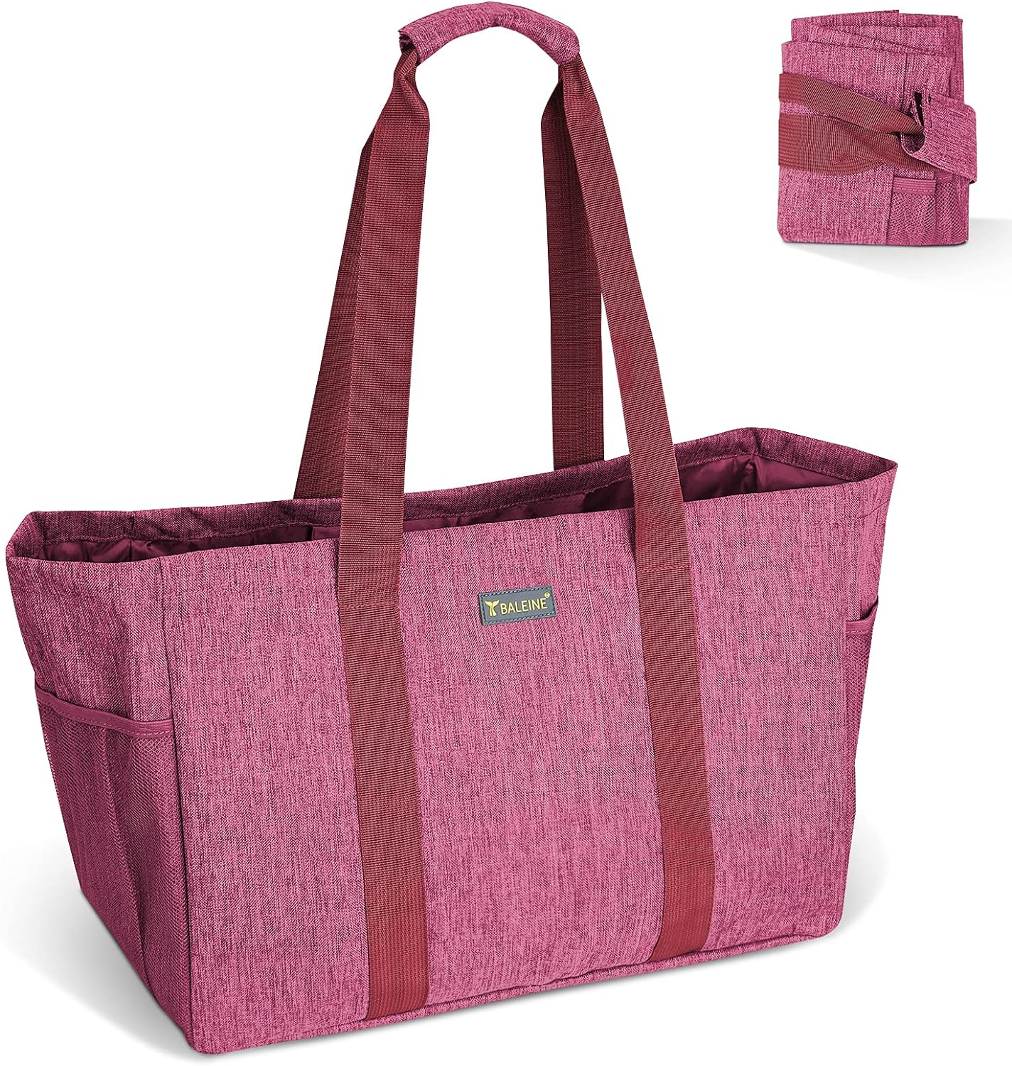 BALEINE Soft 9 Gallon Extra Large Utility Tote, Foldable Reusable Storage Bag (Berry Pink)