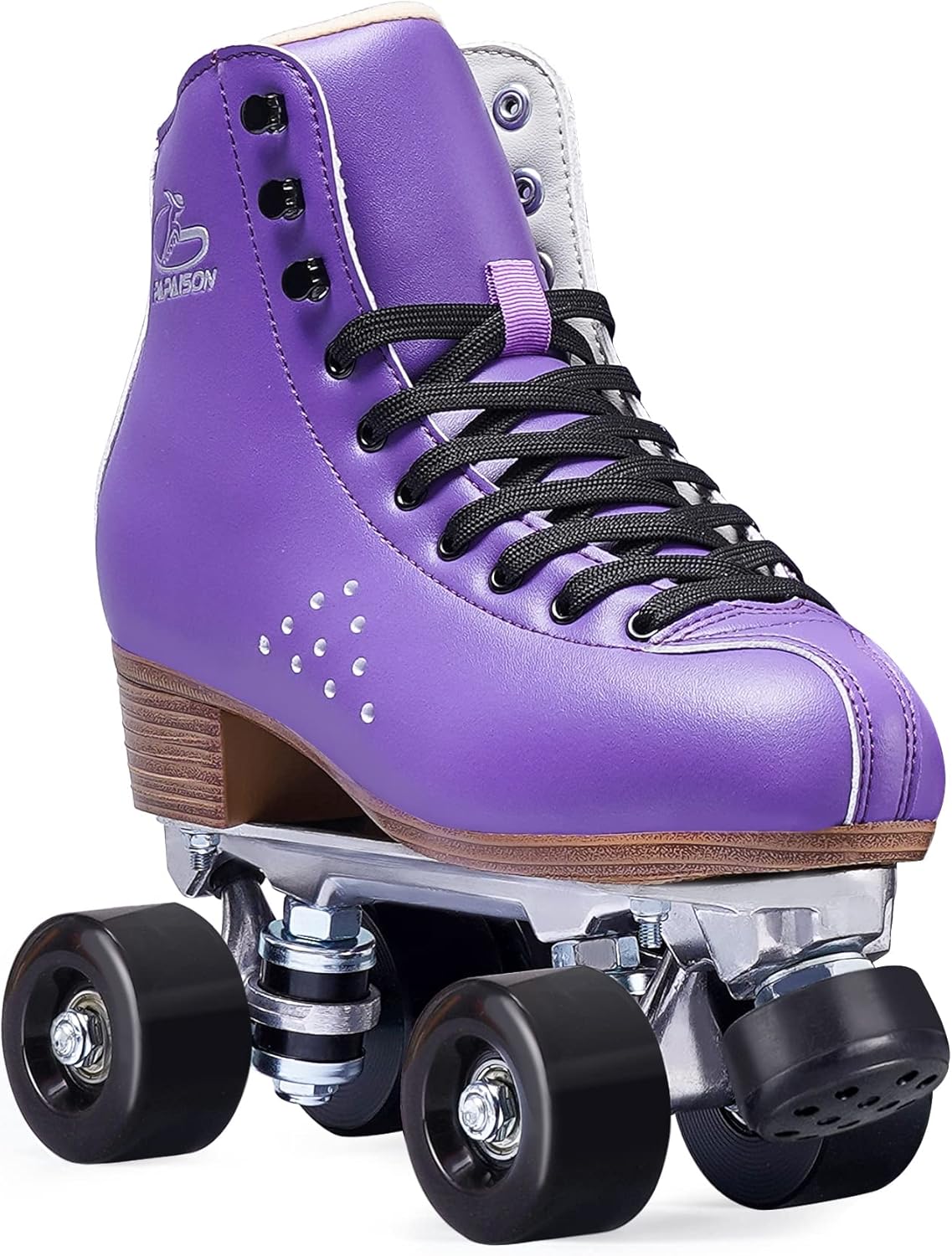 PAPAISON Roller Skates for Women and Men, Deluxe 2 Layer Microfiber Leather Double Row-Classic Roller Skates for Girls, Professional Outdoor Indoor Quad-Skates for Kids & Adults