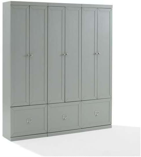 Crosley Furniture Harper 3-Piece Entryway Set with 3 Pantry Closets, Gray