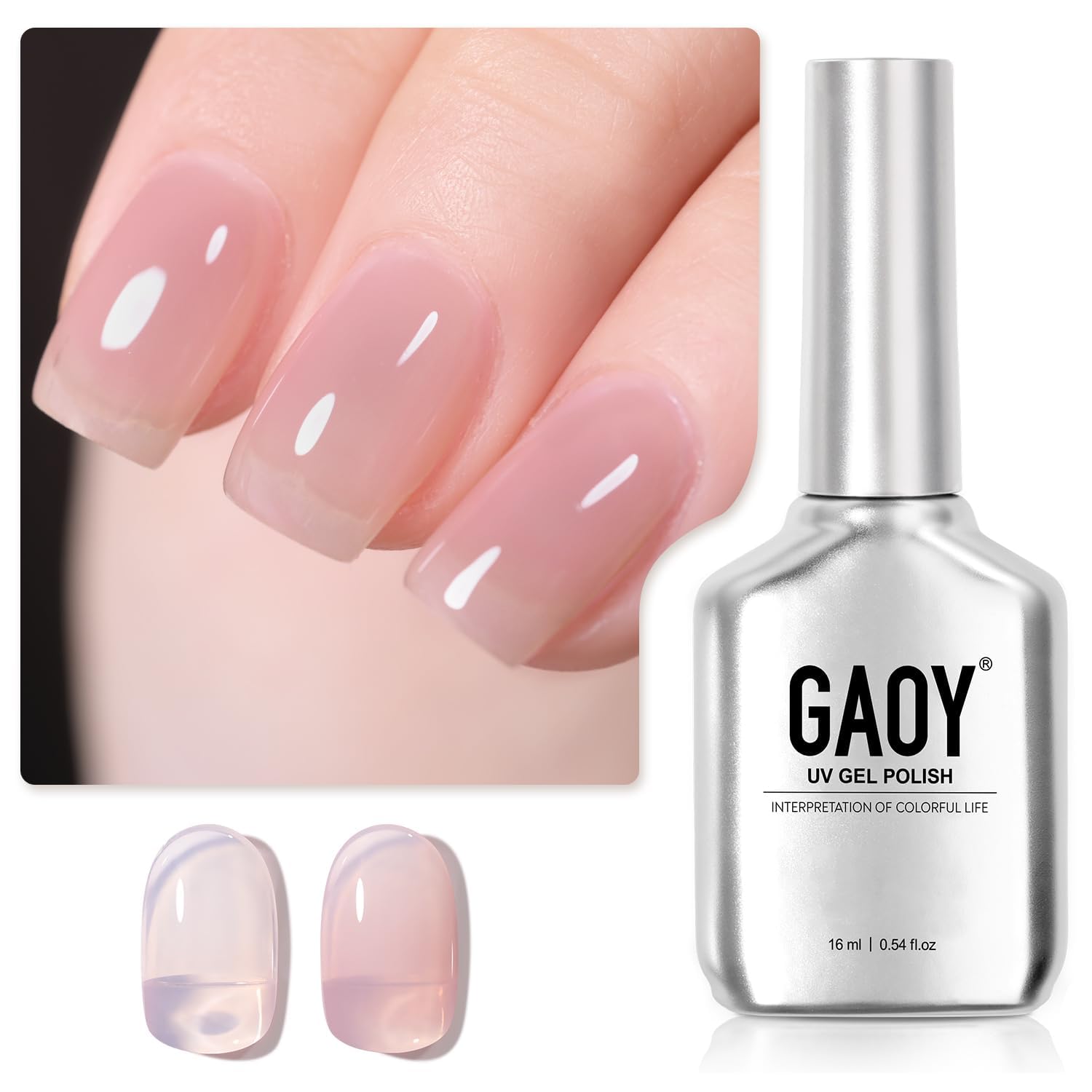 GAOY Jelly Nude Gel Nail Polish, 16ml Sheer Rose Pink Translucent Soak Off Gel Polish, UV Light Cure for Nail Art DIY, 1624 Ocean Song