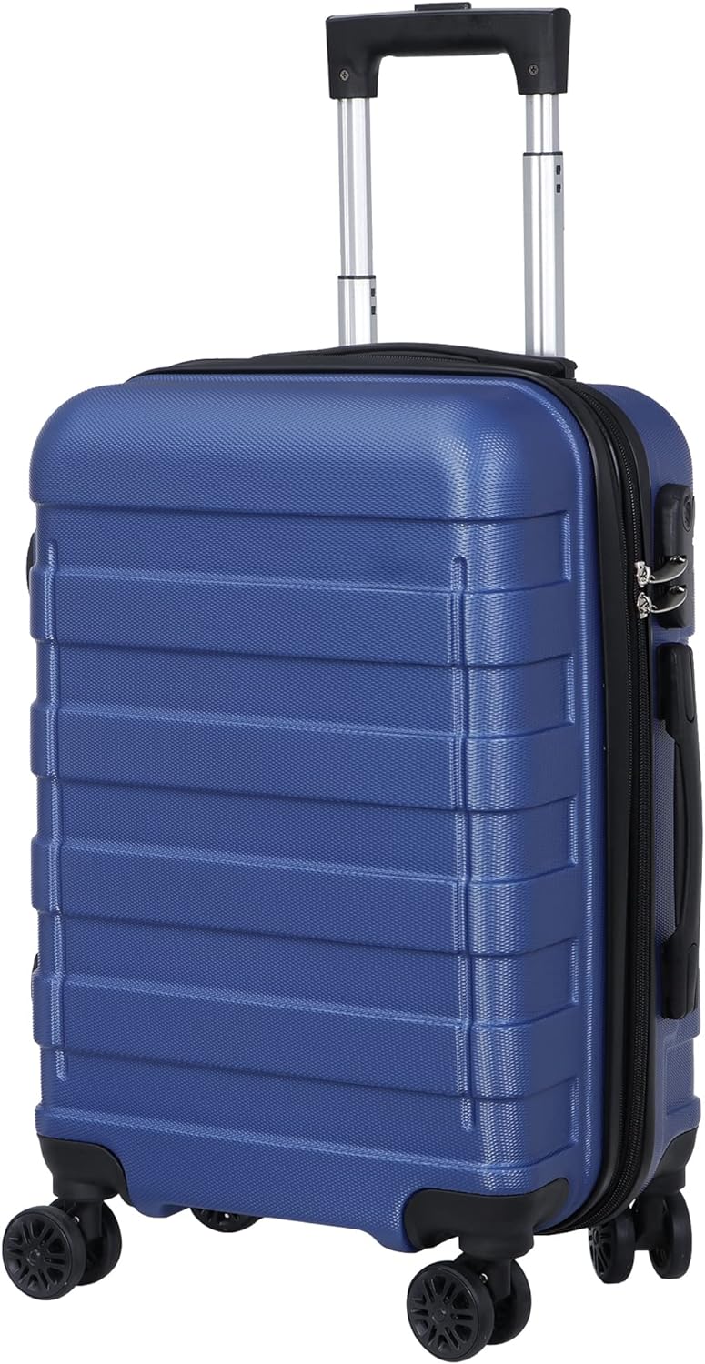 SUPER DEAL 21 Inch Expandable Suitcase Hardside Carry-On Travel Luggage with 360Swivel Wheels and Height Adjustable Handle, Blue