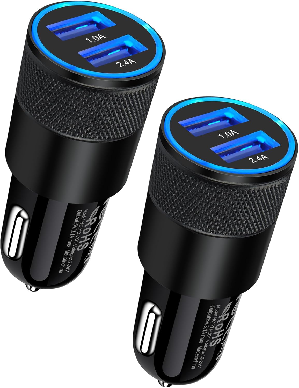 Car Charger, [2Pack/3.4a] Fast Charge Dual Port USB Cargador Carro Lighter Adapter for iPhone 15 14 13 12 11 Pro Max X XR XS 8 Plus 6s, iPad, Samsung Galaxy S23 S22 S21 S10 Plus S7 j7 S10e S9 Note 8