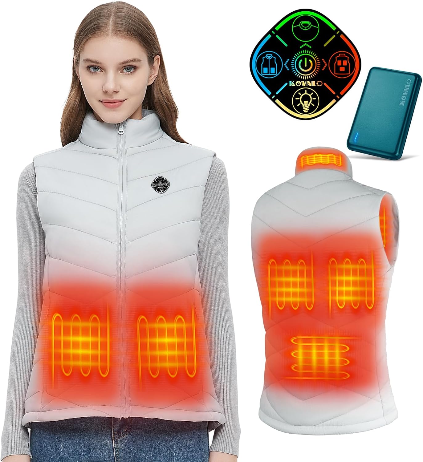 KOVNLO Heated Vest for Women with Battery Pack Included, Warming Slim Fit Rechargeable Electric Heating Vest