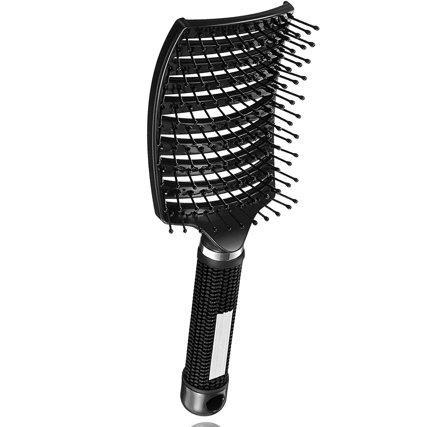 Curved Hair Brush Vented Fast Blow Drying Styling Hairbrush Detangling Massage Boar Bristle Brushes for Women, Men Paddle Wet & Dry Curly Detangler, Black