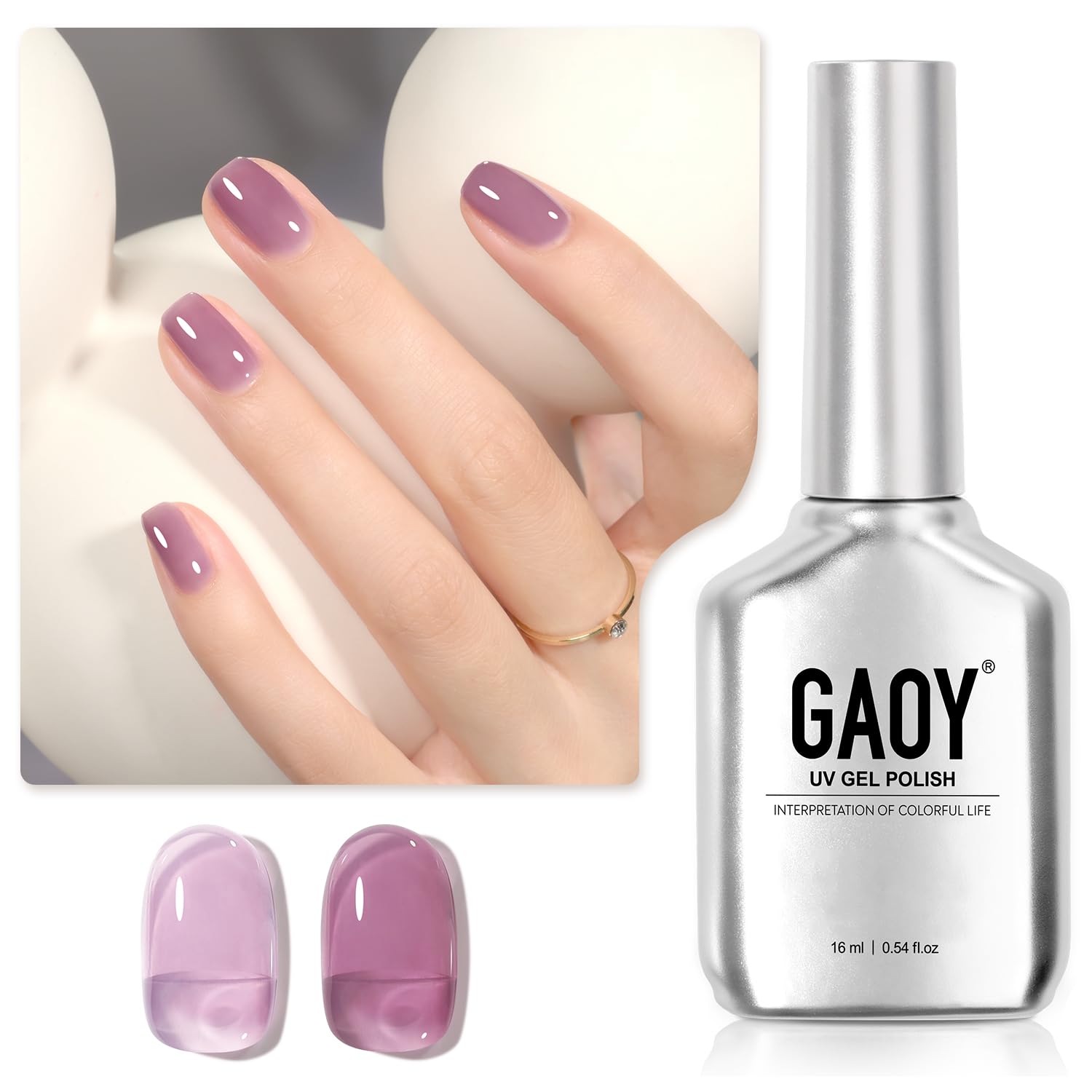 GAOY Jelly Nude Purple Gel Nail Polish, 16ml Sheer Neutral Translucent Soak Off Gel Polish, UV Light Cure for Nail Art DIY, 1721 Amethyst Crystal