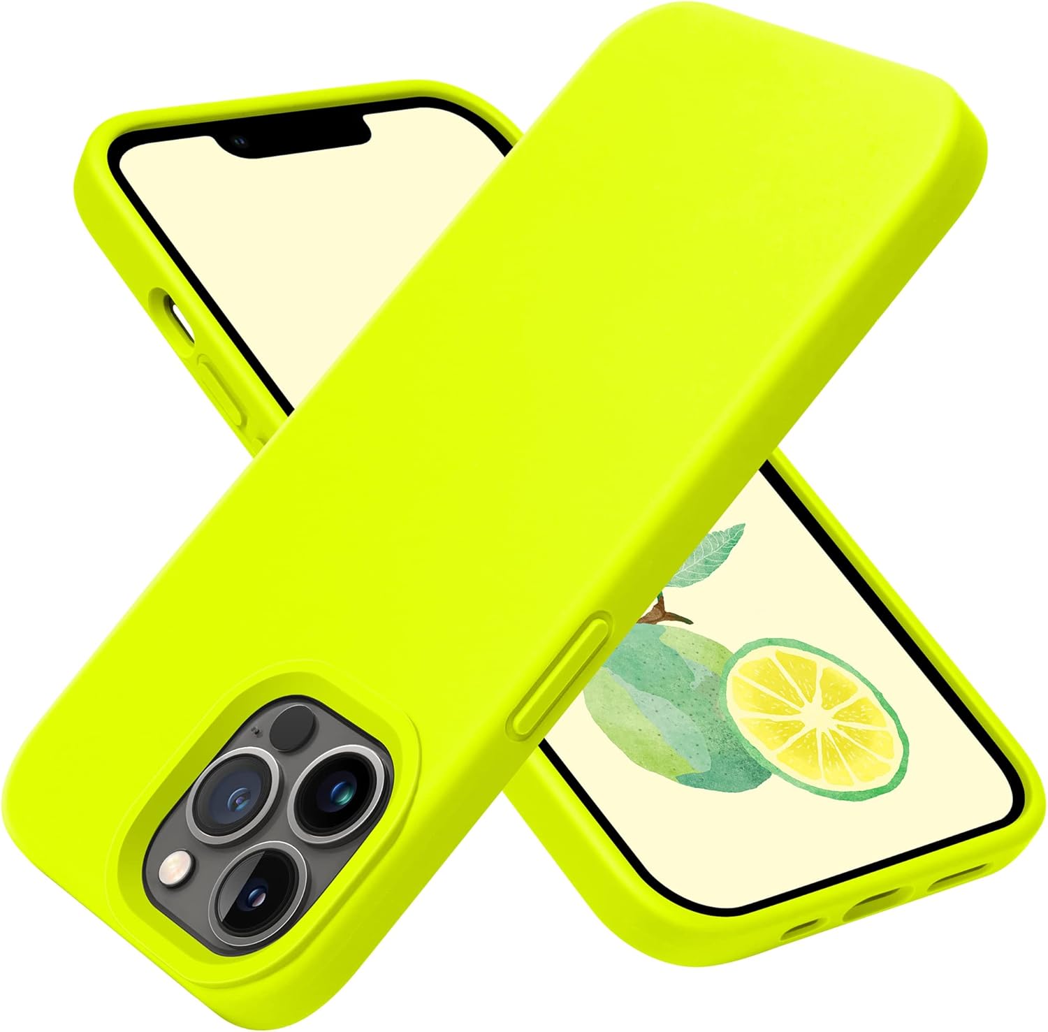 OTOFLY Compatible with iPhone 13 Pro Case,Ultra Slim Fit iPhone Case Liquid Silicone Gel Cover with Full Body Protection Anti-Scratch Shockproof Case (Fluorescent Yellow)