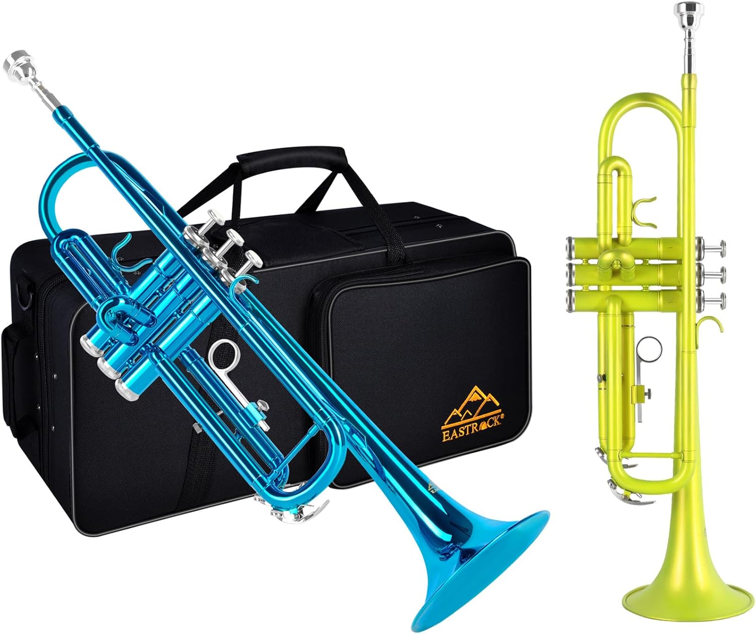 EASTROCK Bb Trumpet Standard Trumpet Set with Carrying Case,Gloves, 7C Mouthpiece and Cleaning Kit (GLOD(Fluorescent))