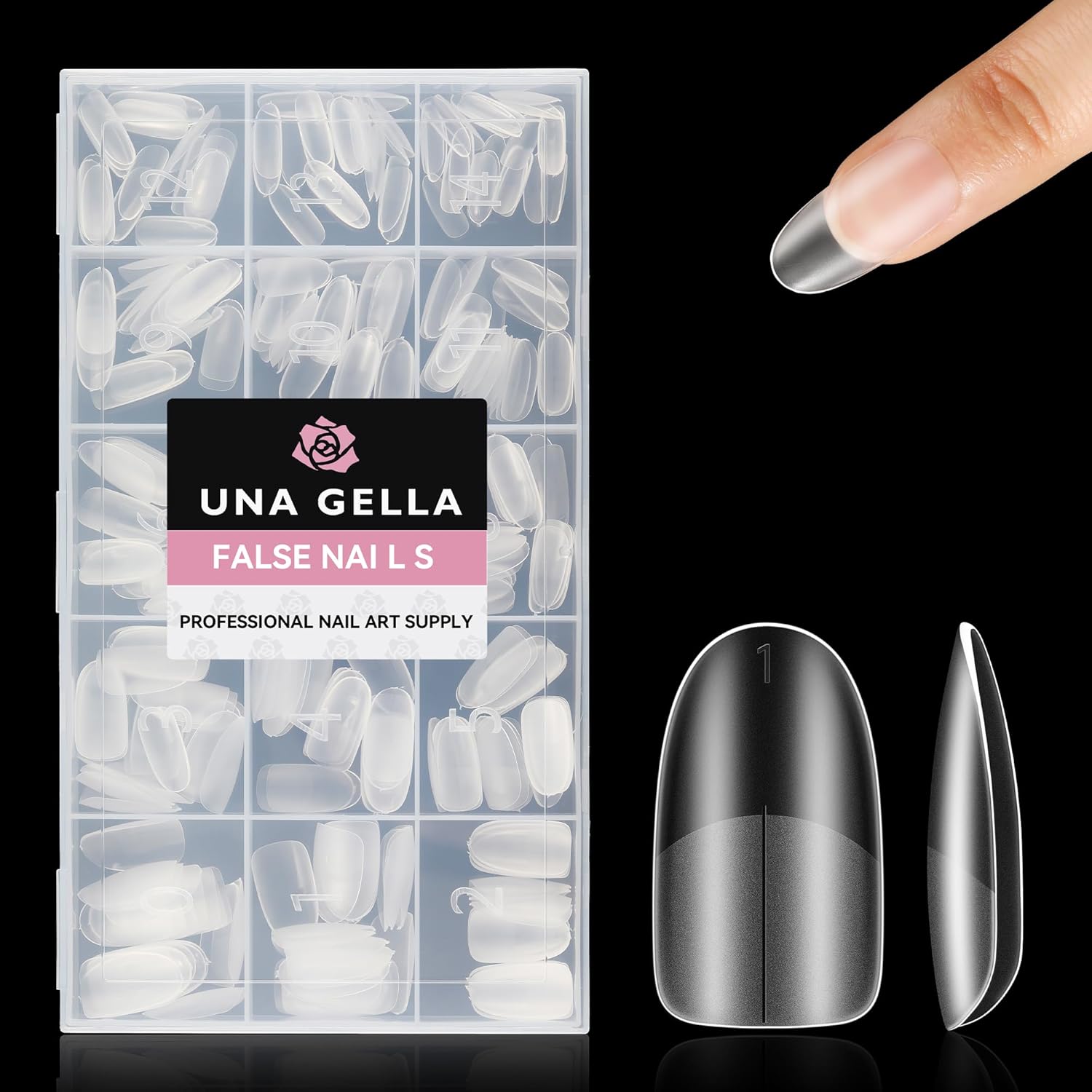 UNA GELLA Oval Round Nail Tips 312Pcs Medium Oval Round Nail Tips 15 Sizes Gel X Nail Tips Oval Shape Full Matte Surface Soft Gel Nail Tips No Need to File Clear Nails for Nail Extension DIY Salon