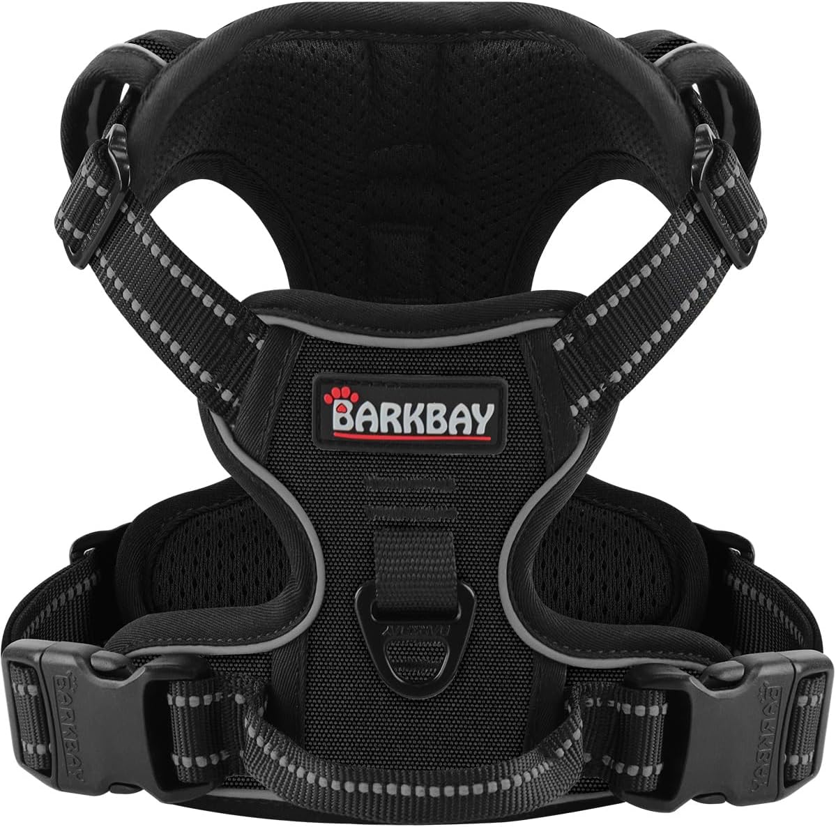 BARKBAY Dog Harness No Pull for Medium Dogs - Adjustable, Reflective, Comfortable, No Choke, Heavy-Duty - Perfect for Outdoor Training, Walking, and Hiking - Strong & Durable - M & Black