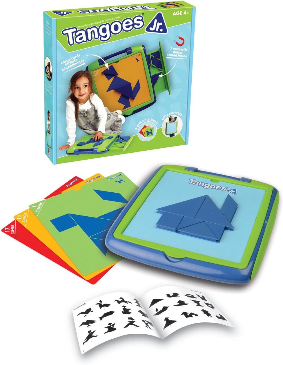 Jr. Skill-Building Preschool Tangram Game with Kid-Friendly Portable Carry-Case Featuring 120 Challenges for Ages 4+