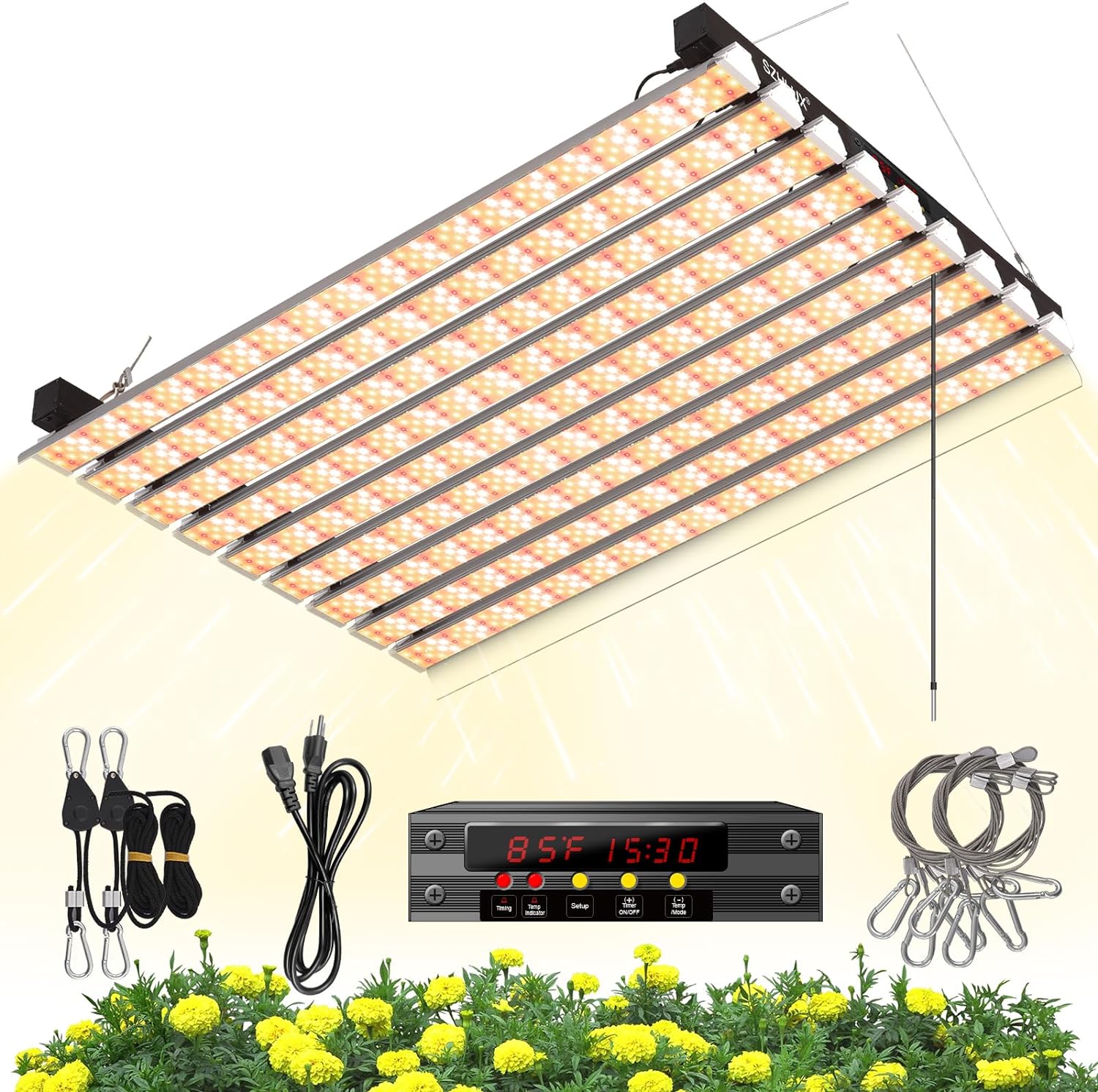 SZHLUX 600 Watt LED Grow Light 46ft with Timer and Temp Control, Full Spectrum Grow Lamp with 1728 Diodes for Indoor Plants, Sunlight Plant Light for Seedling Veg and Bloom