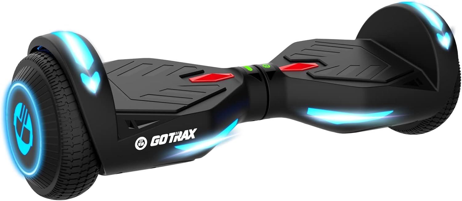 Gotrax Hoverboard with 6.5 LED Solid/Offroad Tires, Max 5/6 Miles Range, 6.2mph Power by Dual 200W Motor, UL2272 Certified and 65.52Wh/93.6Wh Battery Self Balancing Scooter for 44-176lbs