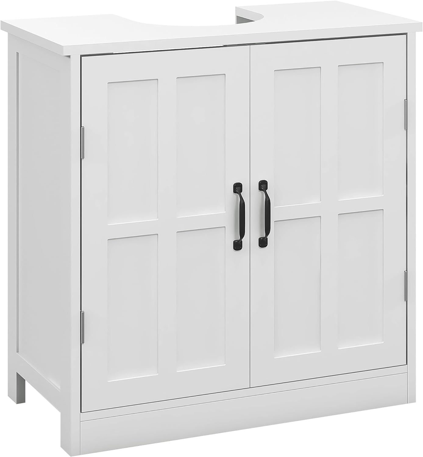 kleankin Pedestal Sink Storage Cabinet, Under Sink Cabinet, Bathroom Vanity Cabinet with Double Doors and Adjustable Shelf, White