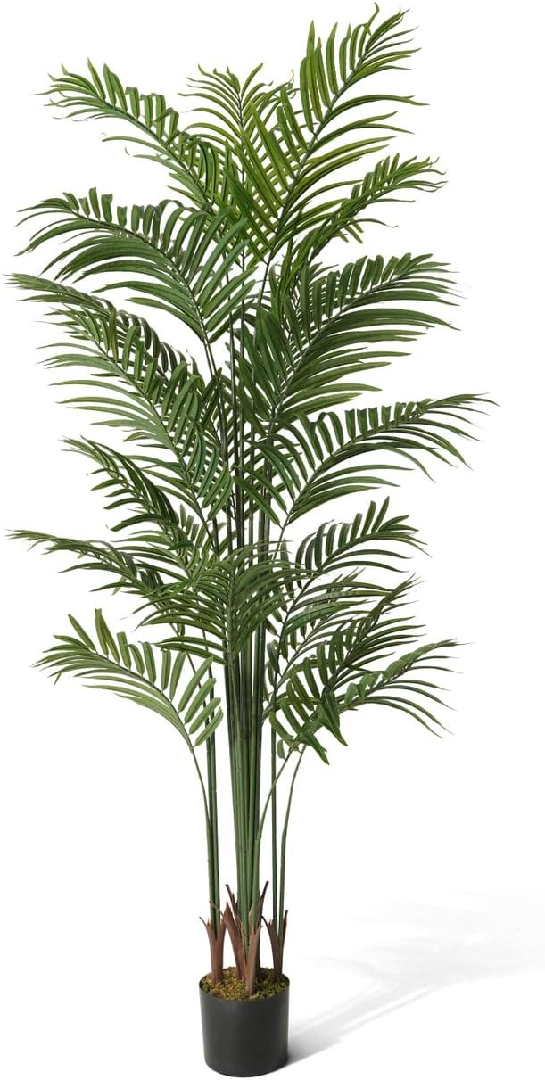 CAPHAUS 6 Feet, 72 Inch Artificial Palm Tree with 21 Trunks, Faux Dypsis Lutescens Plant, Faux Potted Tree, Plant in Pot with Dried Moss, Indoor Gift for Housewarming, Home, Office