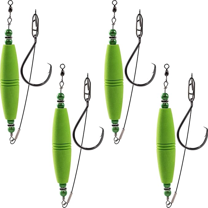 Catfish Float Rigs Fishing Bobbers Popping Corks Catfishing Equipment Tackle Combo EVA Peg High Buoyancy Body Circle Hooks Weight (Pack of 4, 2.5/3 Float)