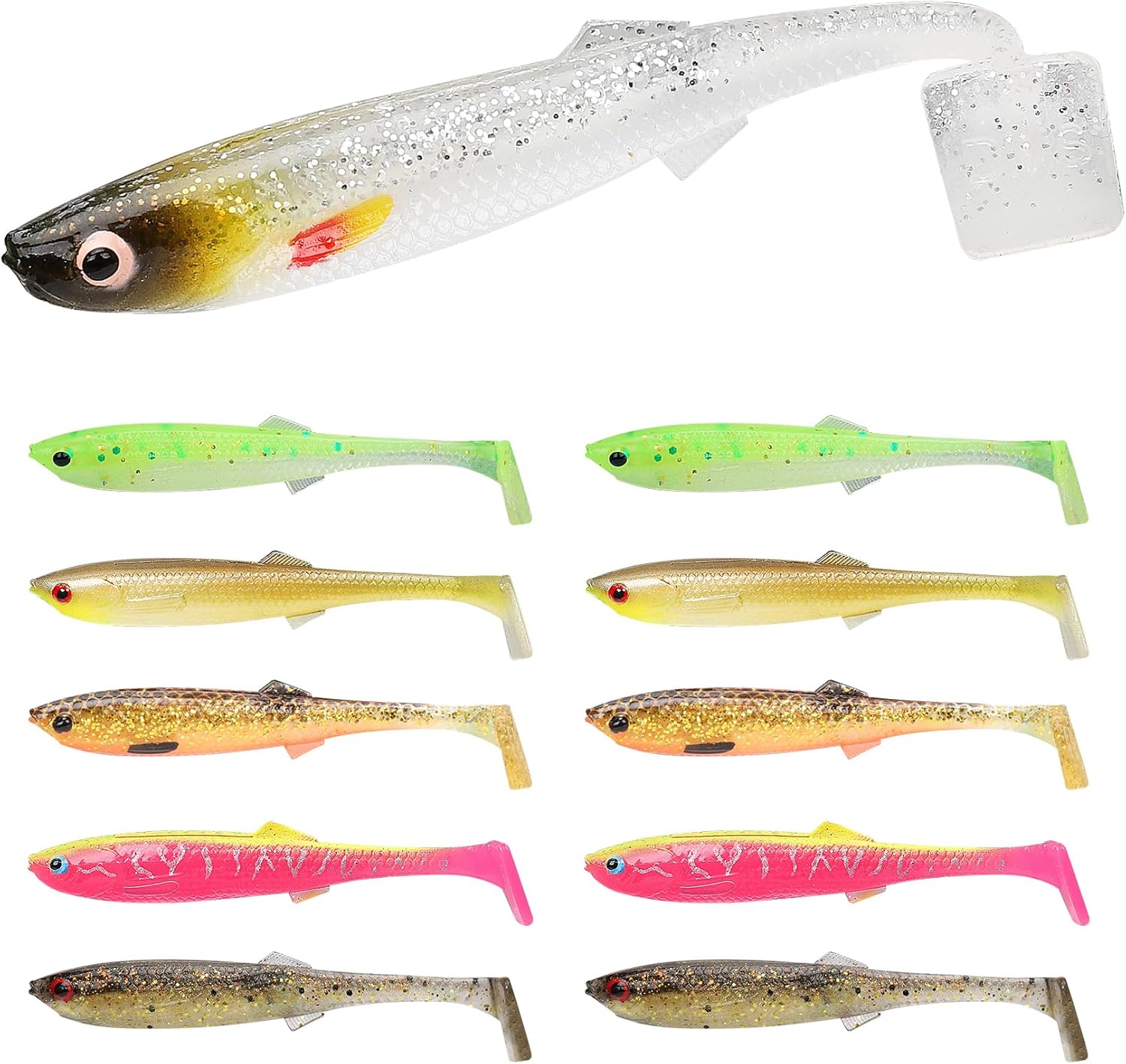 TRUSCEND Pre-Rigged Soft Fishing Lures, Well-Made Easy Catching Lures for Family Fishing, Great Action Swimbait with Spinner, All-Conditions Fishing Gear for Bass Trout Walleye, Crappie Fishing Jigs