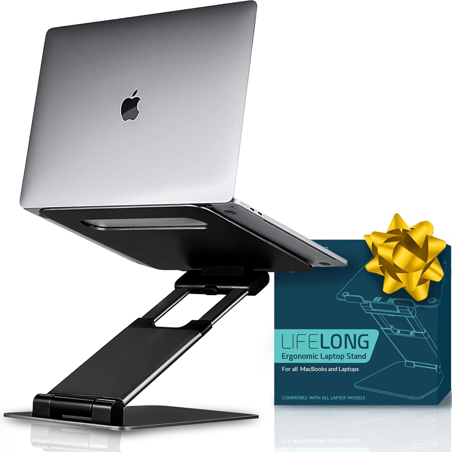 Ergonomic Laptop Stand For Desk, Adjustable Height Up To 20, Laptop Riser Computer Stand For Laptop, Portable Laptop Stands, Fits All MacBook, Laptops 10 15 17 Inches, Pulpit Laptop Holder Desk Stand