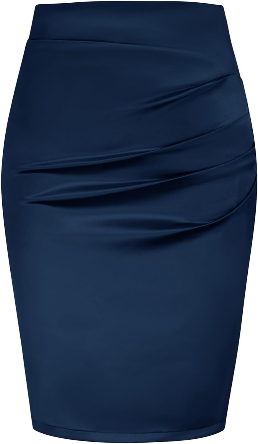 GRACE KARIN Womens Elegant Ruched Skirts Satin Knee Length Slim Fit Business Skirt