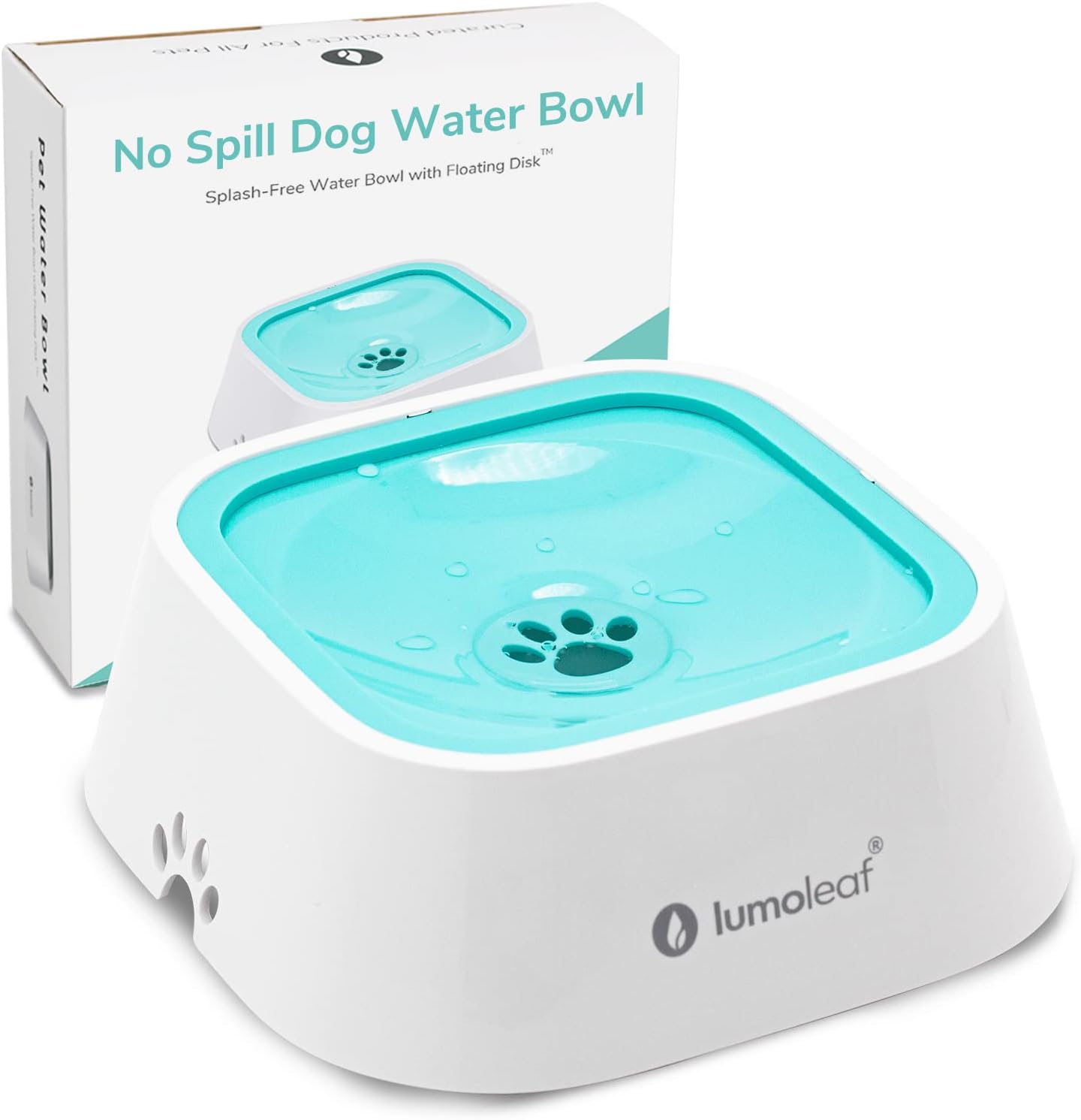 LumoLeaf No Spill Water Bowl for Dogs, Slow Feeder Drinking Water Bowl for Messy Drinkers, 35oz Capacity No Drip No Splash Water Bowl for Dogs/Cats/Pets