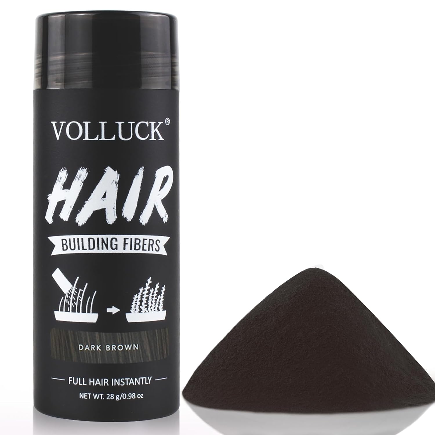 Hair Fibers for Thinning Hair for Women and Men, Hair Color for Gray Hair Coverage Thicker Fuller Hair Loss Instantly Hair Building Fibers Root Touch Up Natural Formula 28g (Dark Brown)