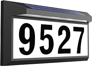 Solar Address Sign, Lighted Address Plaque Outdoor Waterproof, Illuminated Address Numbers, House Numbers for Outside