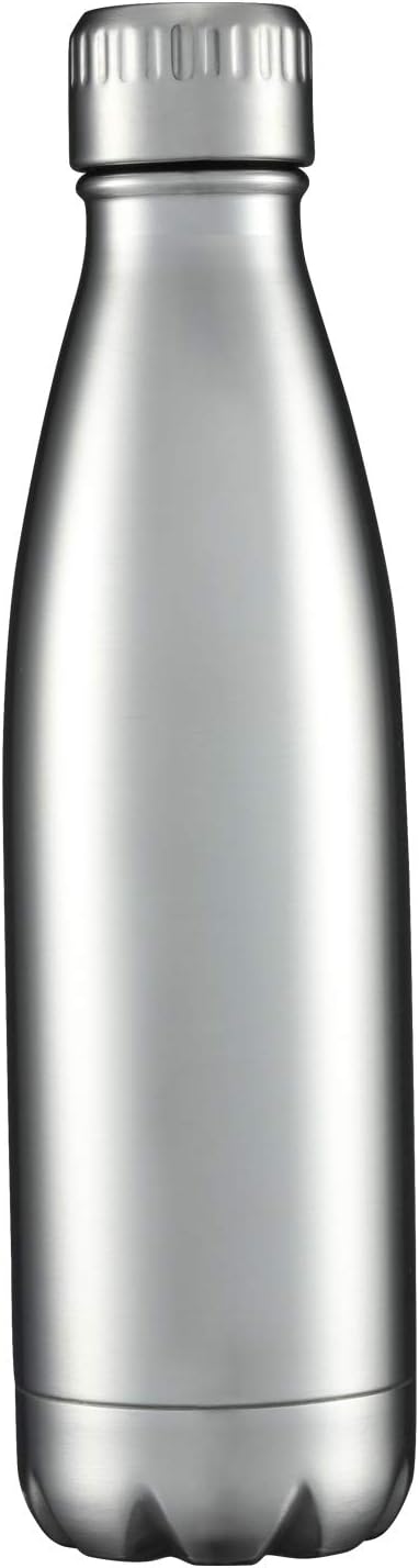 HASLE OUTFITTERS 17oz Stainless Steel Water Bottles, Vacuum Insulated Water Bottles Double Walled Reusable Metal Sports Water Bottles Keep Drinks Hot and Cold, Stainless, 1Pack