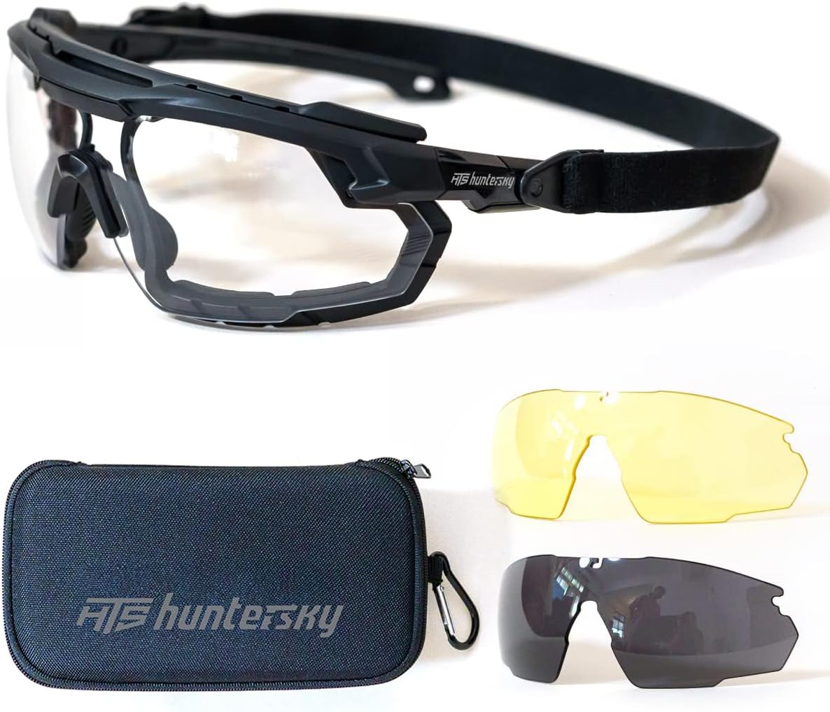 HUNTERSKY HTS DISCOVER YOUR WORLD!Anti Fog Shooting Safety Glasses for men, Military Grade range Hunting Airsoft Riding