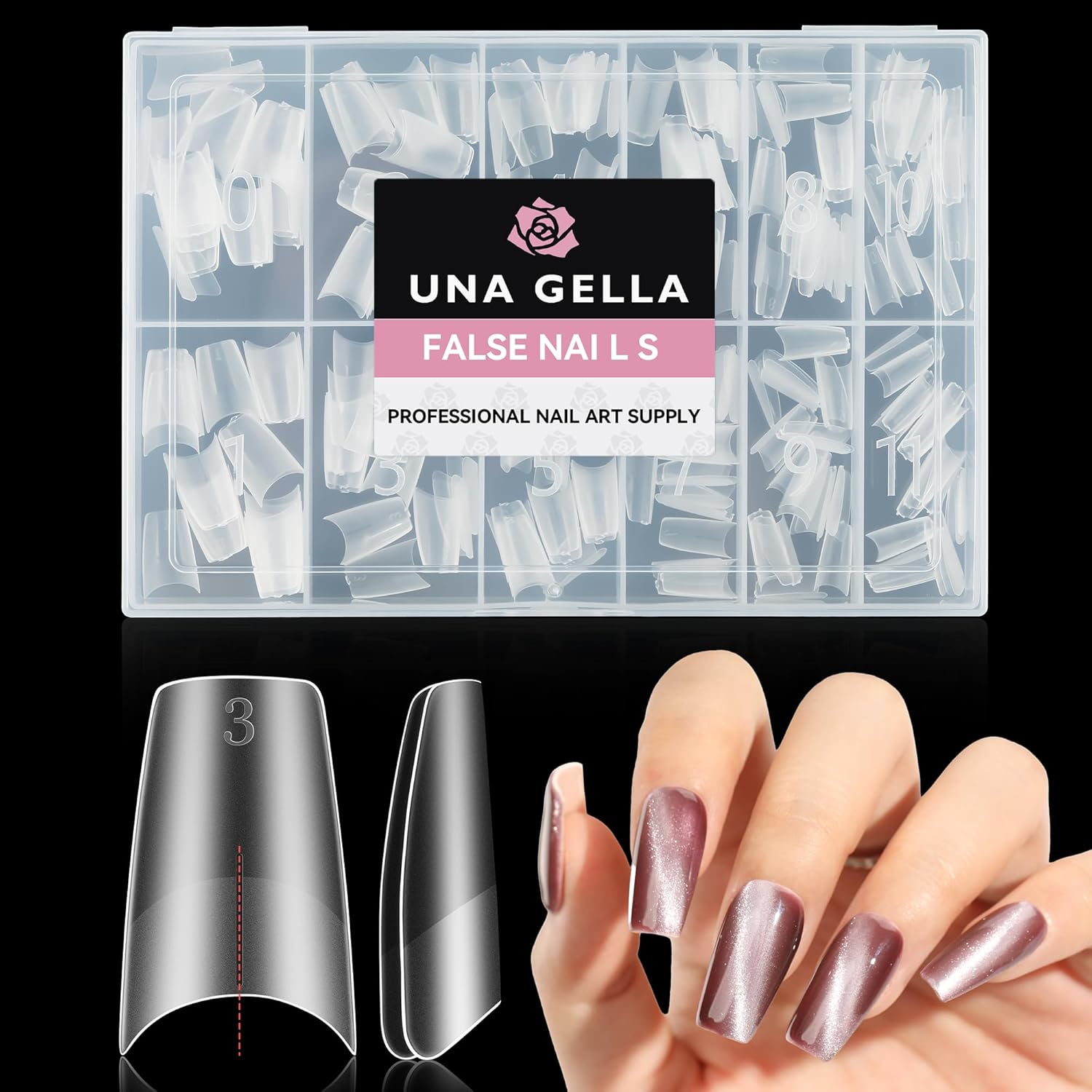 UNA GELLA Medium Coffin Gel Nail Tips Pre-buff Full Matte 504pcs Coffin Gel x Nail Tips Half Cover Acrylic False Fake Nails Easily DIY Nail Art Nail Extension for Starter Pro, 12 Sizes