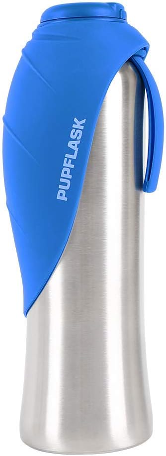 PupFlask Large Dog Water Bottle | 27 or 40 OZ Stainless Steel | Convenient Dog Water Dispenser | Puppy Travel Water Bowl | Portable Pet Water Bottle | Leak Proof Bottle Perfect Size For All Dog Breeds