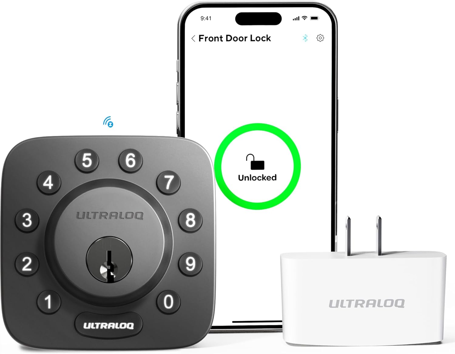 ULTRALOQ Z-Wave Smart Lock with WiFi Bridge, Z-Wave Door Lock with Door Sensor, Works with Z-Wave Plus, Alexa, Google, Home Assistant, Compatible with SmartThings, Hubitat, Ezlo, etc, Deadbolt Lock