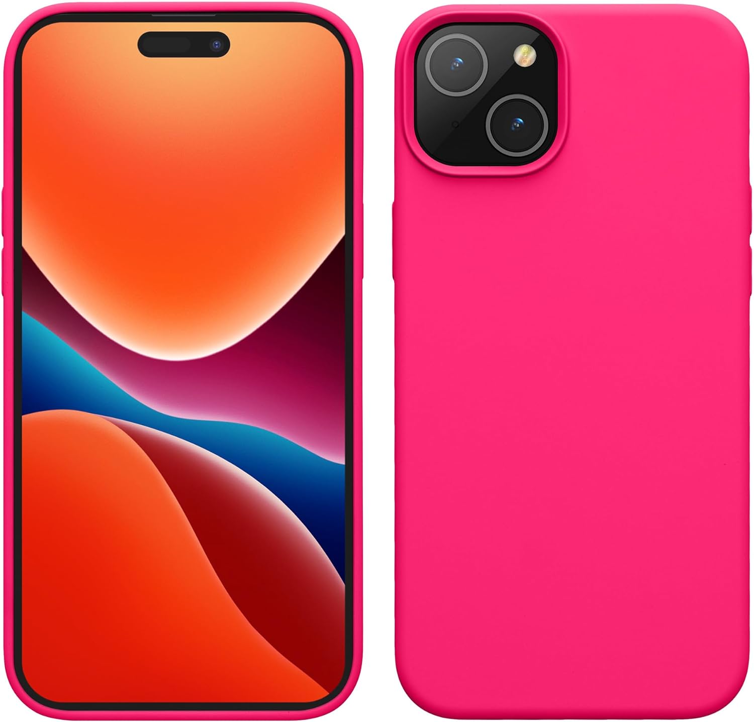 kwmobile Case Compatible with iPhone 15 Case - Slim Soft TPU Silicone Cover - Neon Pink