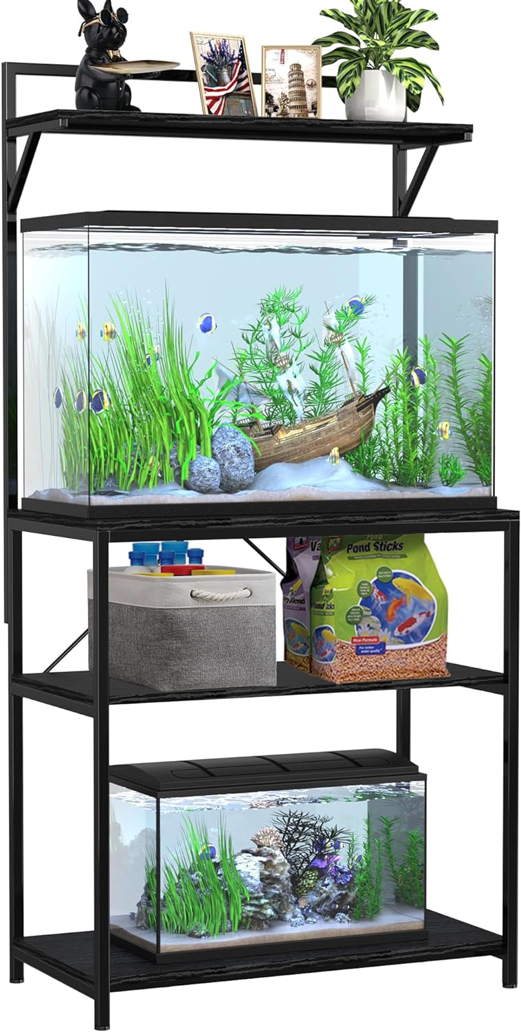 GDLF 20-29 Gallon Fish Tank Stand with Plant Shelf, Aquarium Stand with Storage Shelf for 20 Gallon Long Aquarium 30.7" x 16.53" Tabletop Fits Aquarium,Turtle Tank or Reptile Terrariums