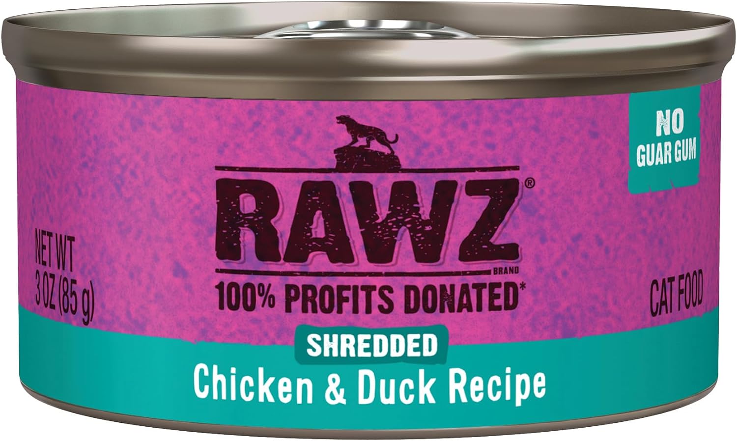 Rawz Natural Premium Shredded Canned Cat Wet Food - Grain Free Made with Real Meat Ingredients No BPA or Gums - 3oz Cans 18 Count (Chicken & Duck)