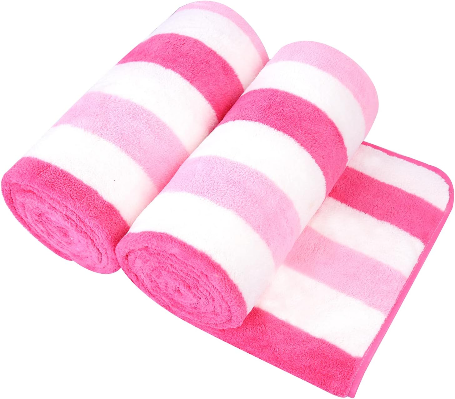 JML Microfiber Bath Towels, Bath Towel 2 Pack(30 x 60), Oversized, Soft, Super Absorbent and Fast Drying, Multipurpose Use for Sports, Fitness, Yoga, Cabana Stripe Pink