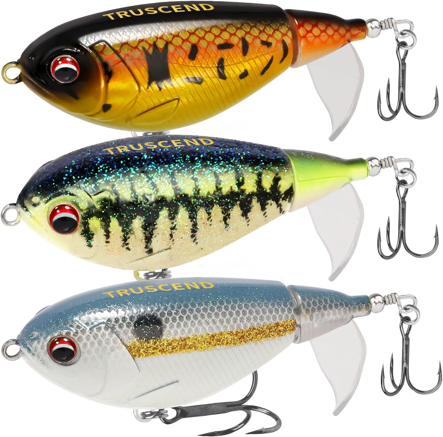 TRUSCEND Top Water Fishing Lures with BKK Hooks, Whopper Fishing Lure for Freshwater or Saltwater, Floating Lure for Bass Catfish Pike, Fishing Wobble Surface Bass Baits Teasers Fishing Gifts for Men