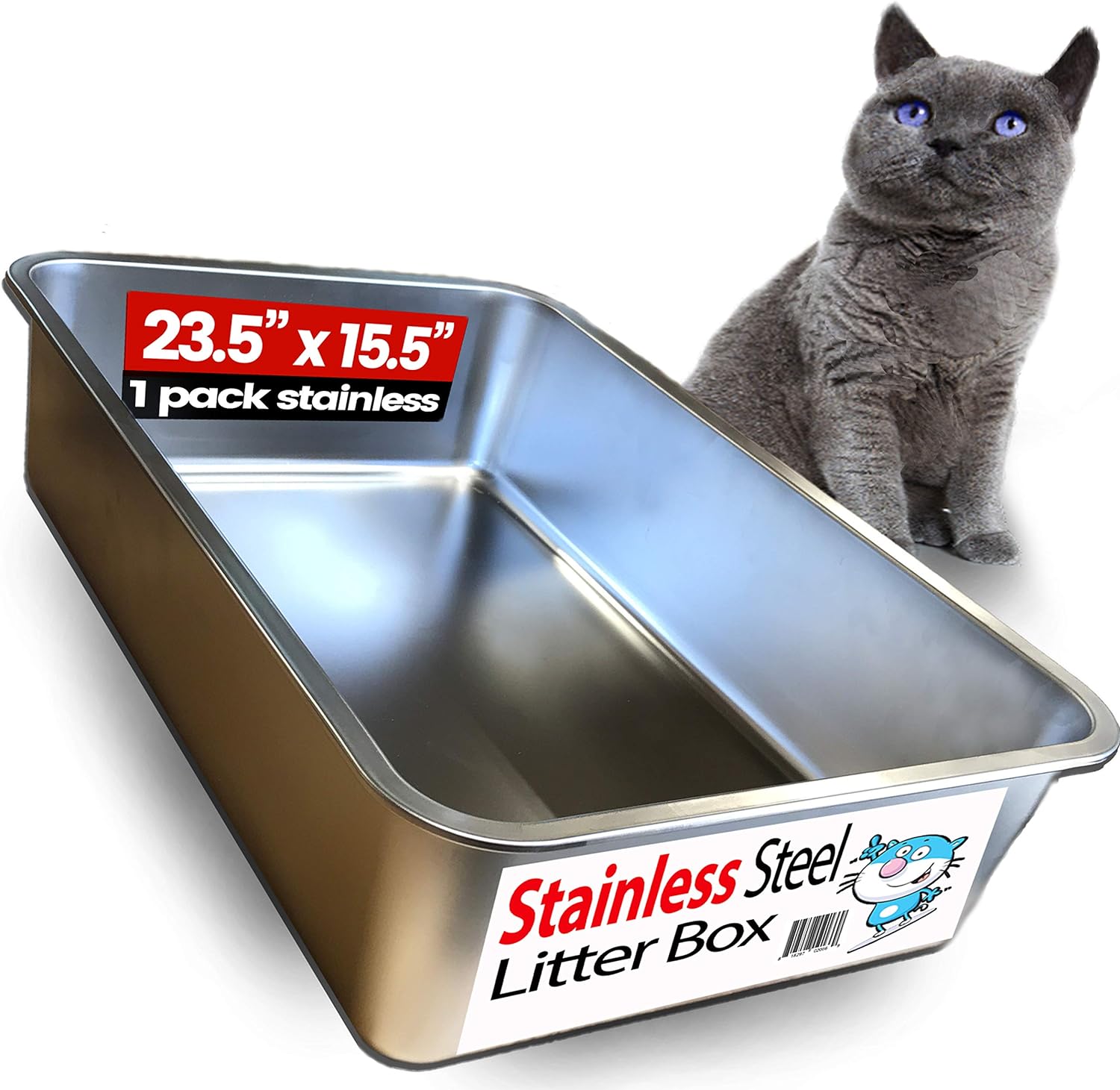 iPrimio Ultimate Stainless Steel XL Cat Litter Box - XL Litter Box for Big Cats - Large Cat Litter Box - Never Absorbs Odor, Stains, or Rusts - Easy Cleaning Litterbox Designed by Cat Owners (1 Pan)